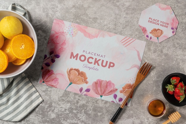 PSD mock-up ontwerp met bloementafel