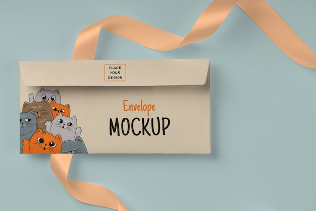 Mock-up ontwerp voor dl envelop met katten