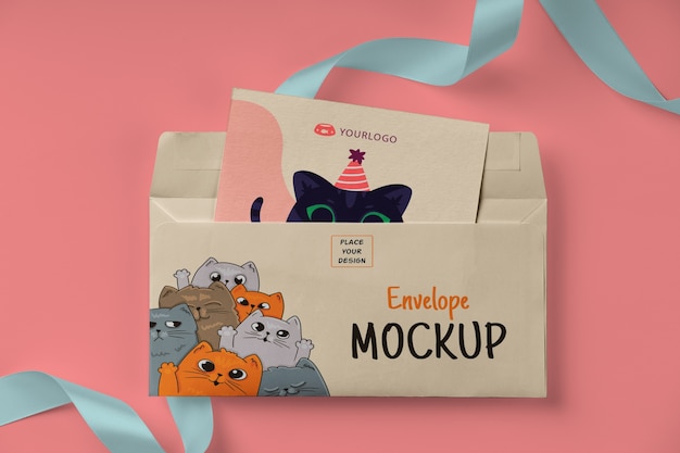 Mock-up ontwerp voor dl envelop met katten