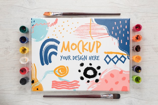 モックアップの水彩絵の具