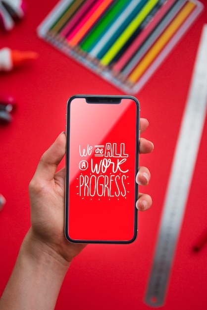 PSD mock-up phone with positive qoute