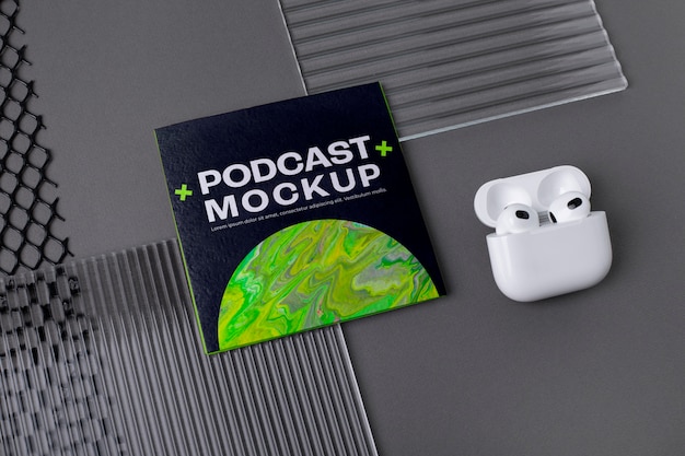 PSD mock-up per elementi podcast con informazioni