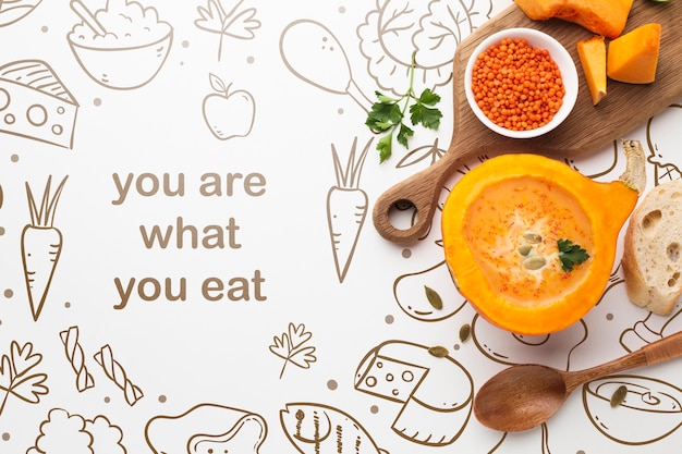 Mock-up positive message about food