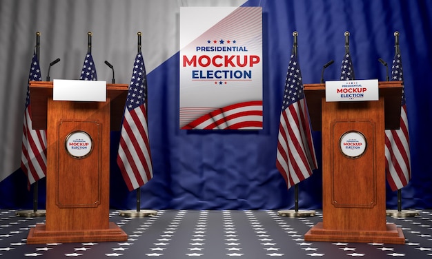 mock-up presidential election podiums for united states