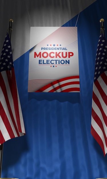 mock-up presidential election poster for united states with flags