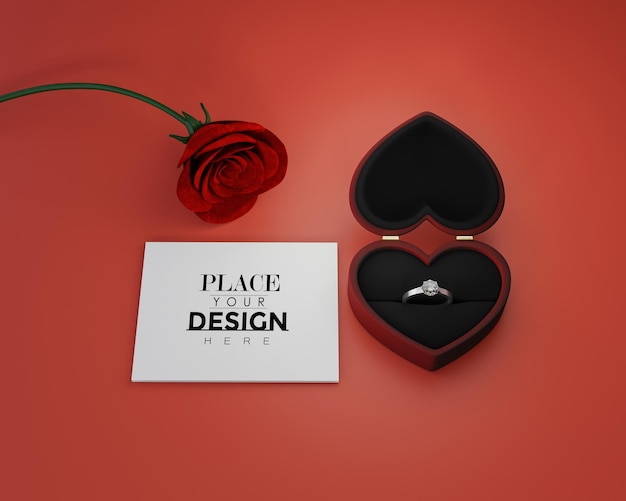 Mock-up psd-cadeaubon van luxe vrouw sieraden decoratie 3d render