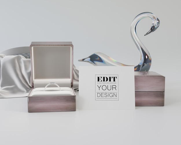 Mock-up psd-cadeaubon van luxe vrouw sieraden decoratie 3d render