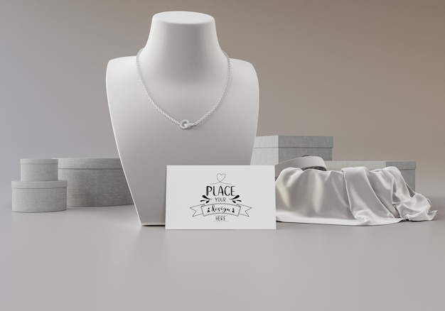 mock up psd gift card of luxury woman jewellery decoration 3d render