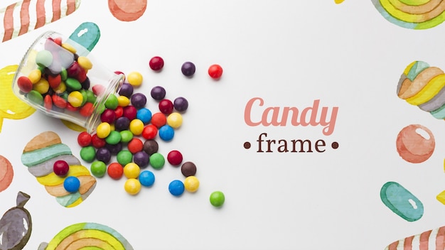 PSD mock-up piccole caramelle sul tavolo