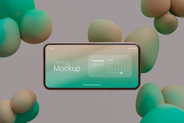 Mock-up smartphone-compositie met vloeibare dynamische elementen