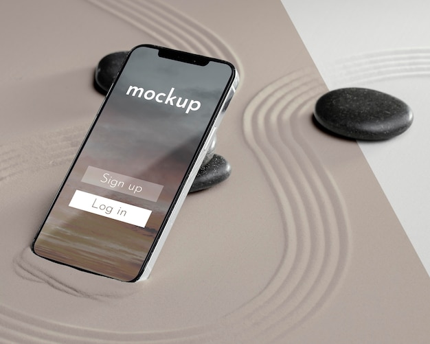 Mock-up smartphone in zandsamenstelling