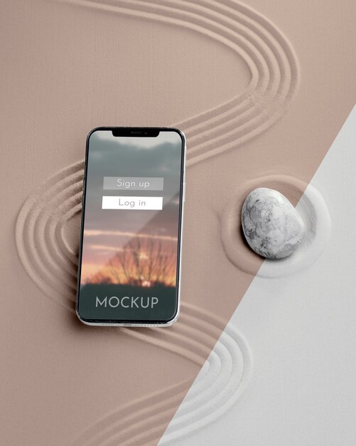 Mock-up smartphone in zandsamenstelling