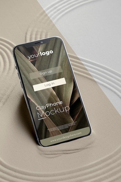 Smartphone mock-up in composizione sabbia