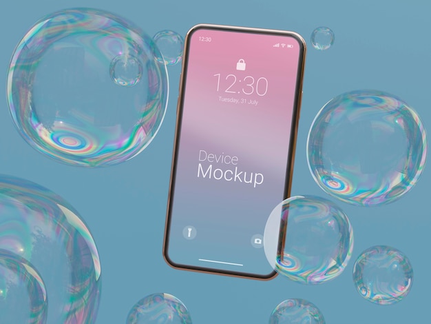 Mock-up smartphone with abstract liquids