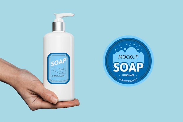 PSD mock up di sapone per lavarsi le mani