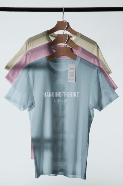 Mock-up t-shirt hangend aan houten hanger