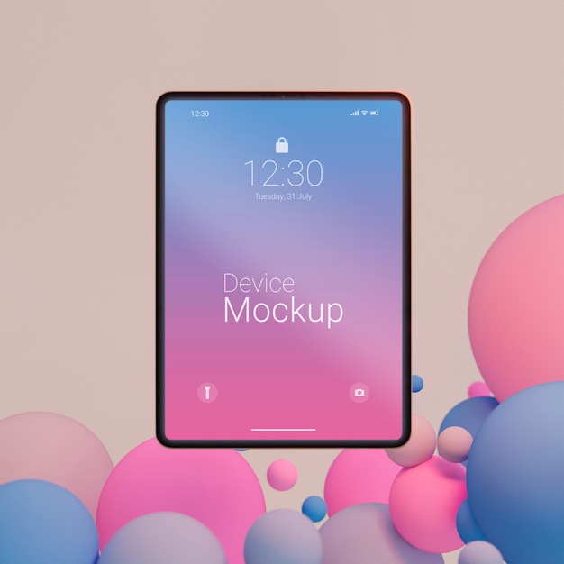 PSD composizione di tablet mock-up con elementi liquidi