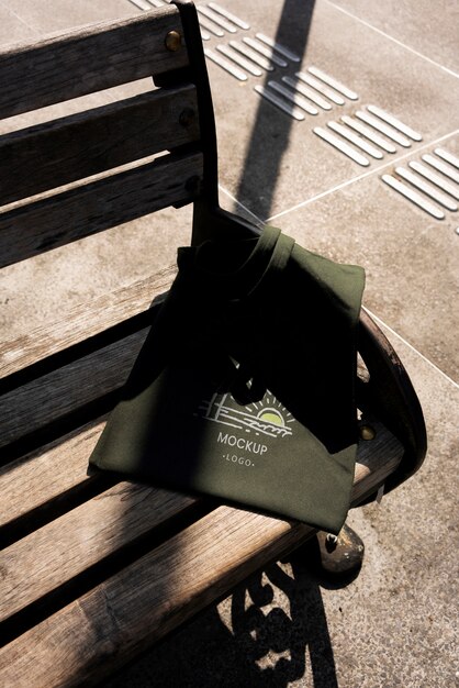 PSD mock-up of textile tote bag outdoors in the city