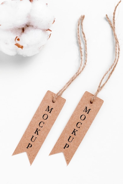 Mock-up thin price tags hanging
