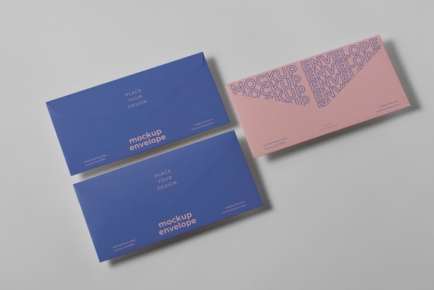 PSD mock-up of three c5 paper envelopes