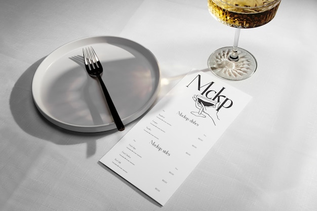 Mock-up van de tafelarrangement van het restaurant