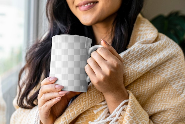 Mock-up van een koffiekop met een doorzichtig ontwerp