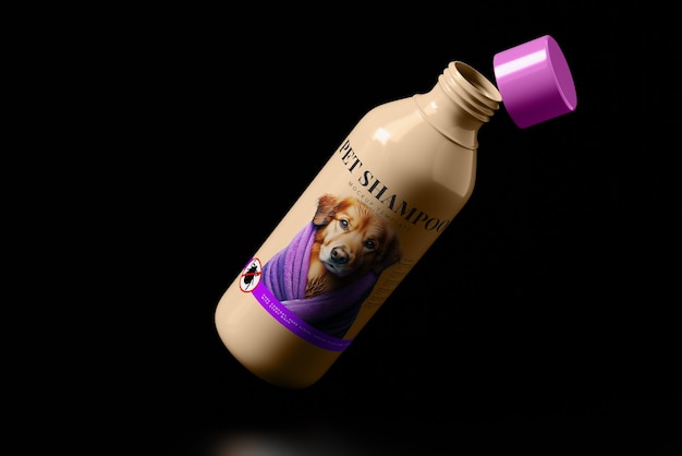 PSD mock-up van een shampoofles