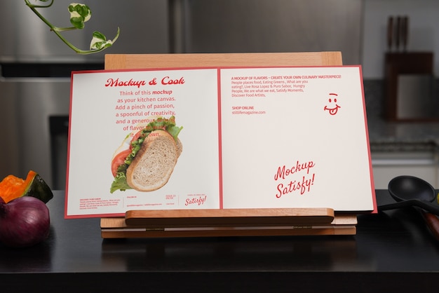Mock-up van het receptboek in de keuken