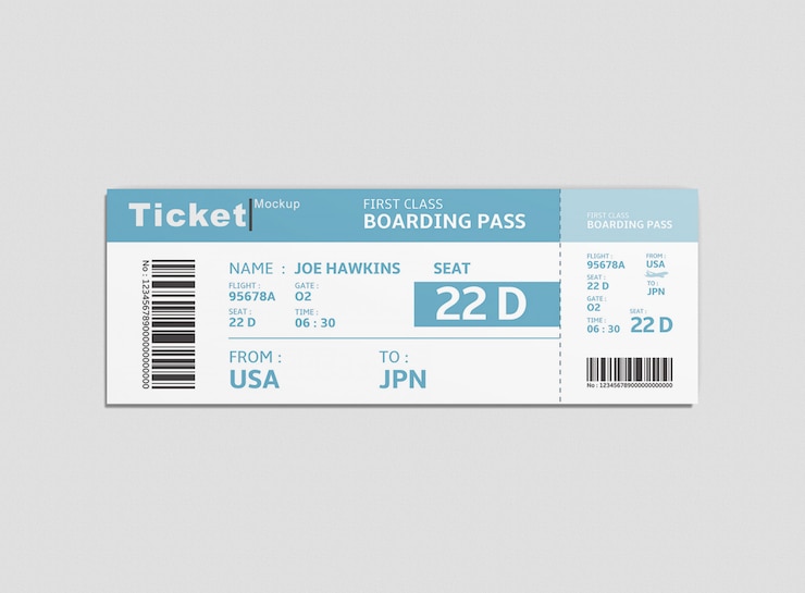 PSD mock-up van het ticket voor het evenement
