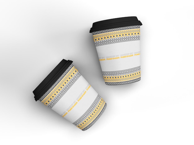 PSD mock-up van koffiebekers van papier