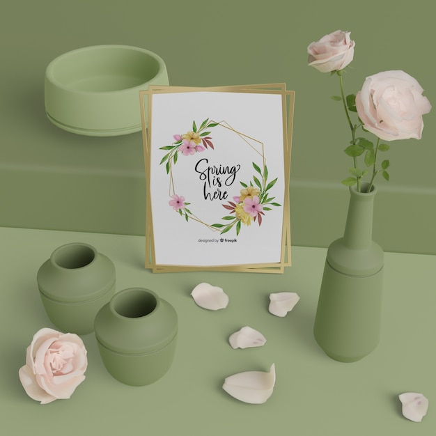 PSD mock-up vases and spring card