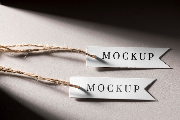 Mock-up white price tags hanging