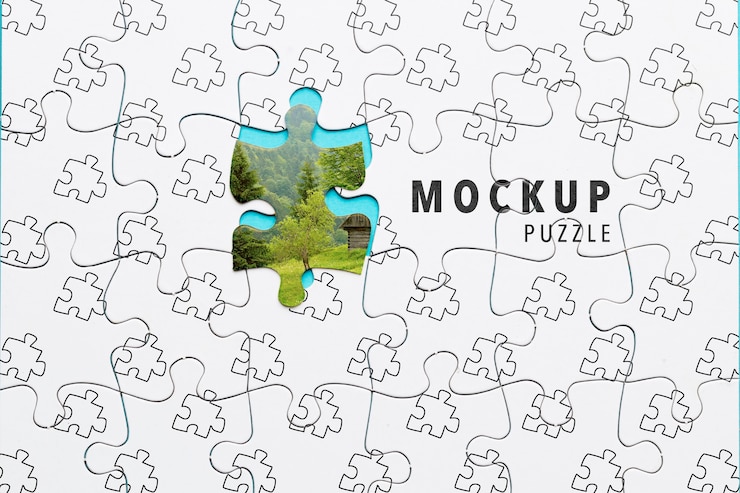 PSD mock-up with jigsaw puzzle piece