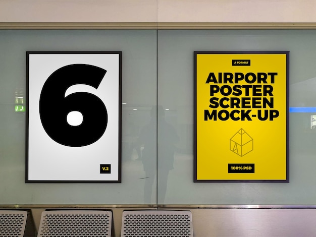 Mock-ups met affichescherm op luchthaven