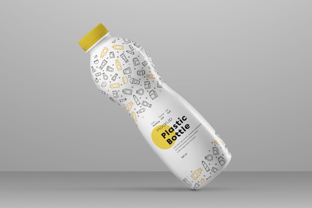 PSD mock-ups of a plastic curved bottle