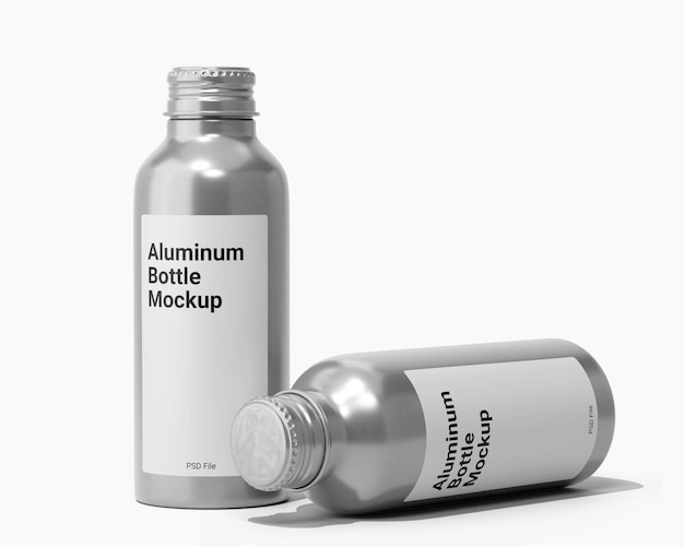Mock-upverpakking van aluminium flessen met schroefdop
