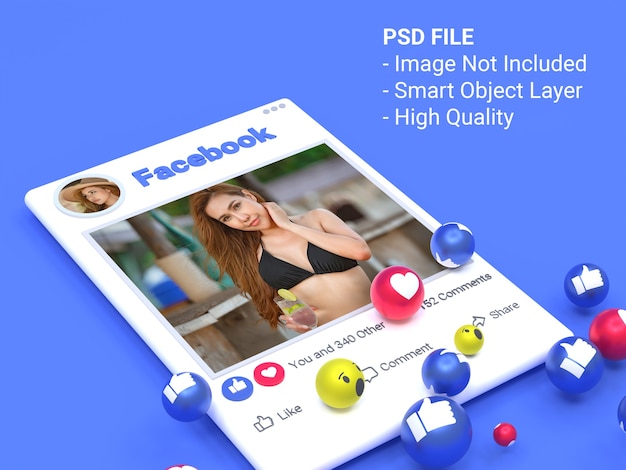 Mockup del post di foto dei social media di facebook in 3d