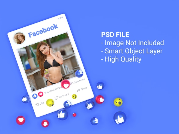 Mockup del post di foto dei social media di facebook in 3d