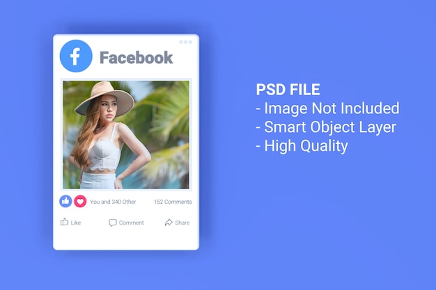 PSD mockup del post di foto dei social media di facebook in 3d