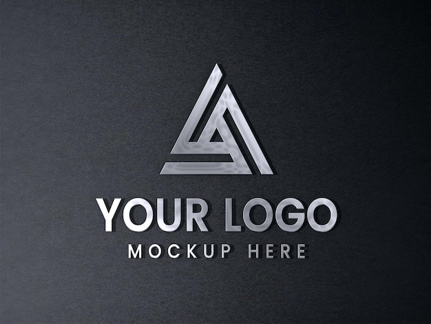 PSD mockup 3d metalowe logo