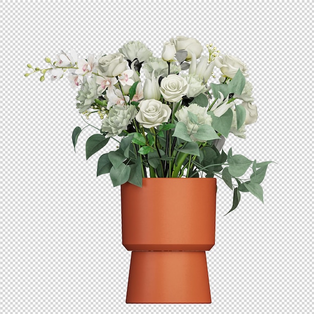 Mockup of 3d rendered plants in pot