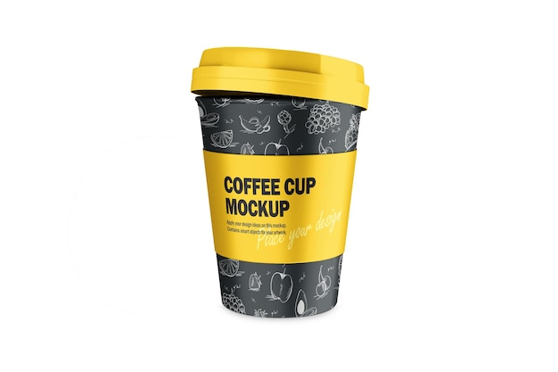 PSD mockup of 3d termo cup with plastic cap