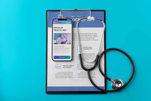 Mockup aplikacji zdrowotnej na ekranie telefonu