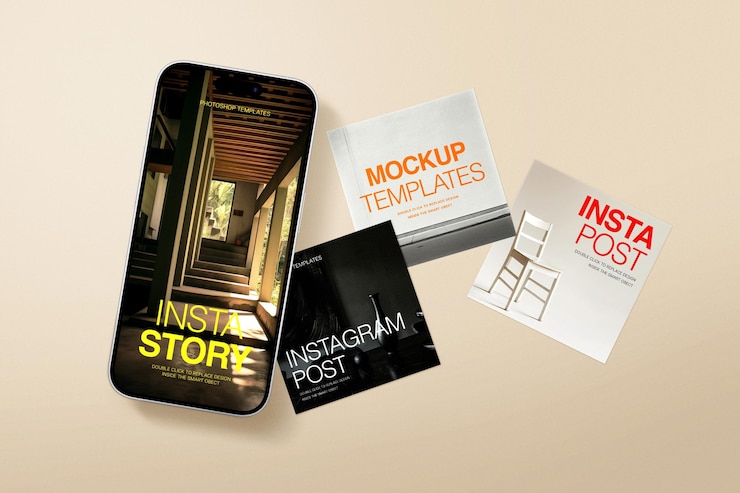 PSD mockup artykułu na instagramie
