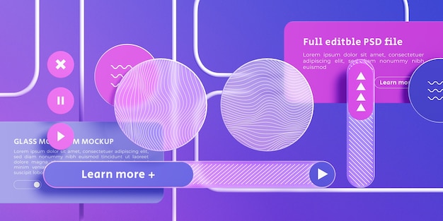 Mockup av knappar i glasmorphism-stil