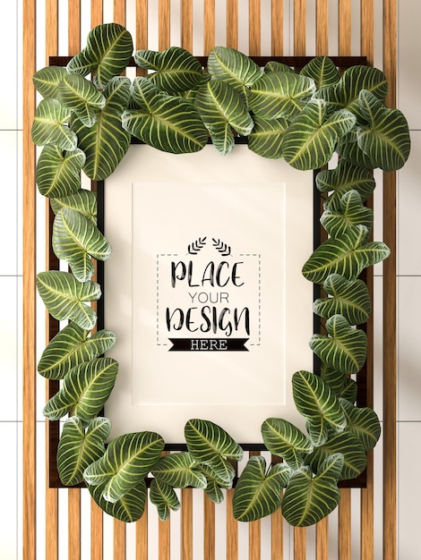 Mockup av plakatramme i stue