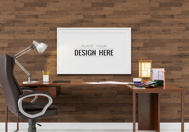 Mockup av *poster*-ramme i stue