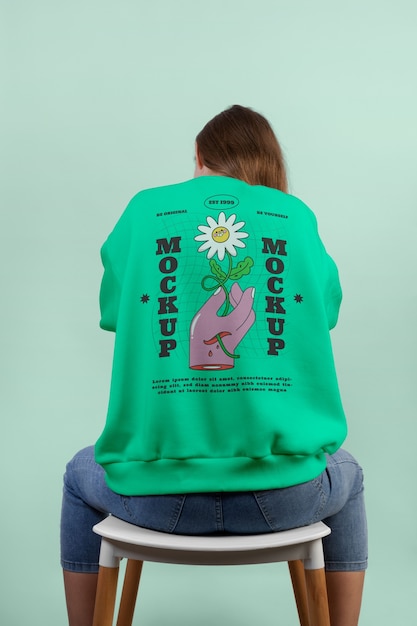 PSD mockup on back of a sweatshirt