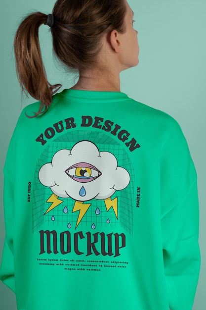 Mockup on back of a sweatshirt