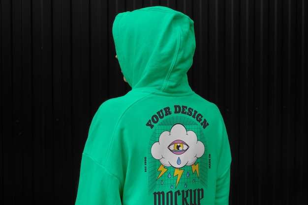 PSD mockup on back of a sweatshirt